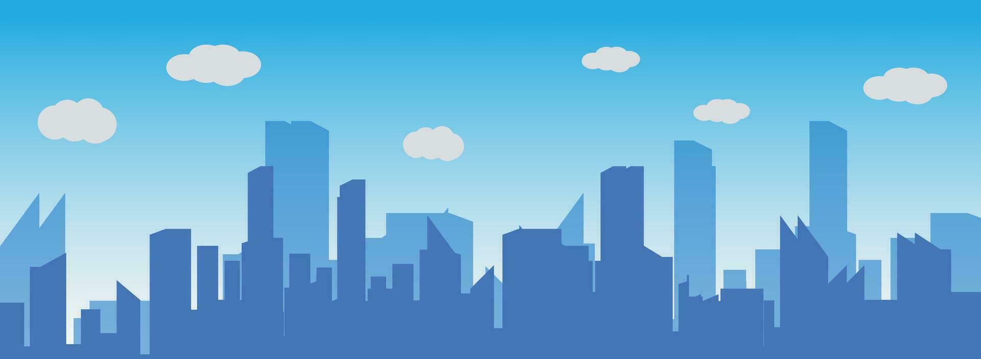 illustratie vector van silhouet stad Bij ochtend- met wolken