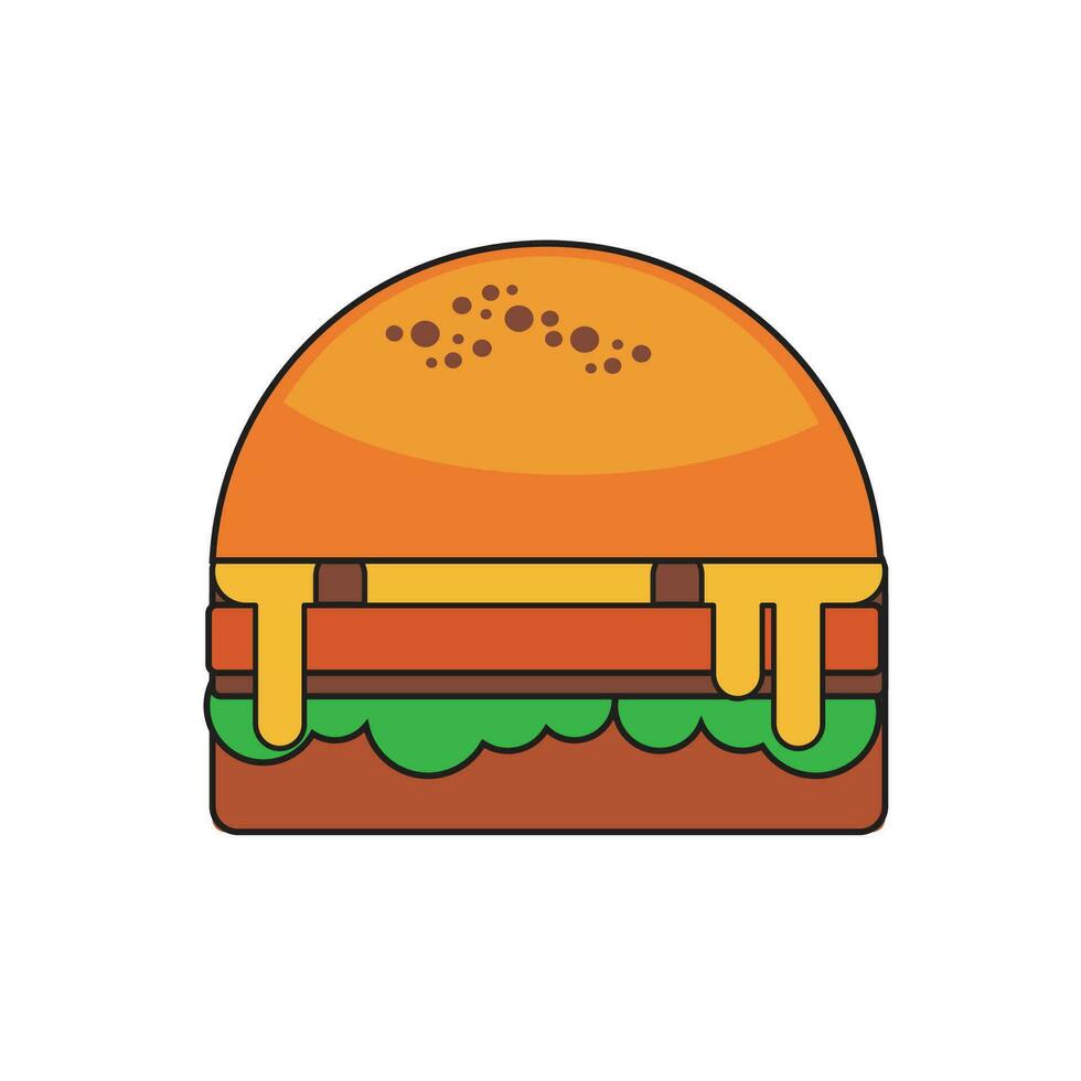 Hamburger snel voedsel icoon vector illustratie ontwerp grafisch vlak stijl schaduw