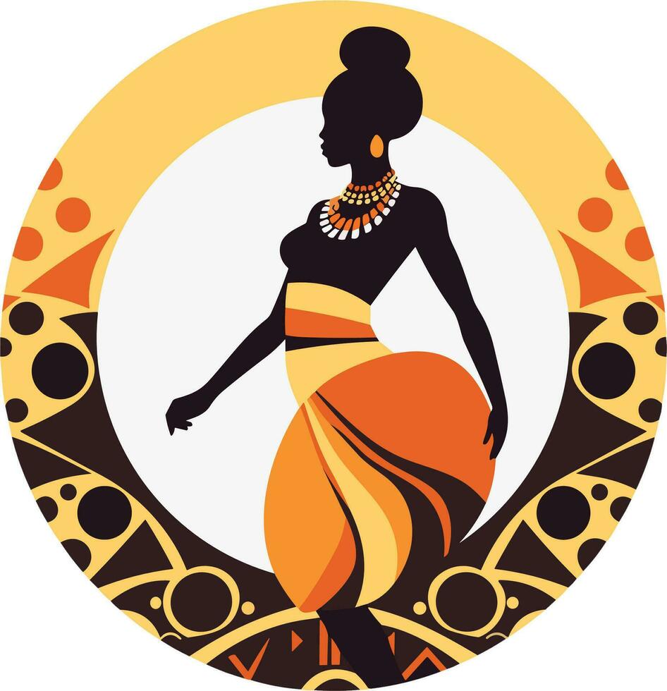 Afrikaanse meisje met parels logo vector