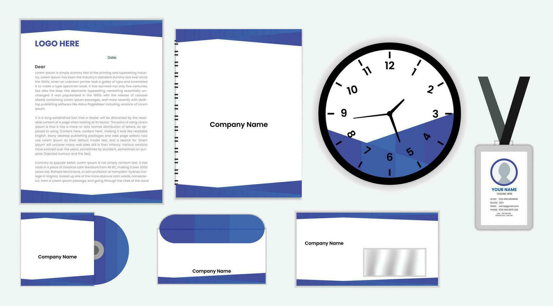 merk identiteit mock-up van schrijfbehoeften reeks ontwerp. bedrijf kantoor stationair sjabloon vector