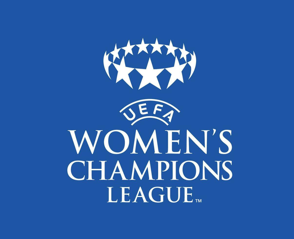 Dames kampioenen liga officieel logo wit symbool abstract ontwerp vector illustratie met blauw achtergrond