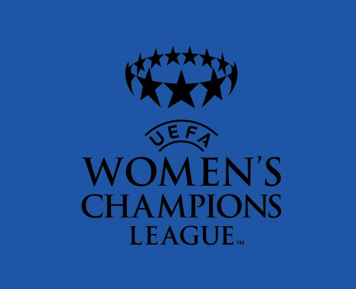 Dames kampioenen liga officieel logo zwart symbool abstract ontwerp vector illustratie met blauw achtergrond