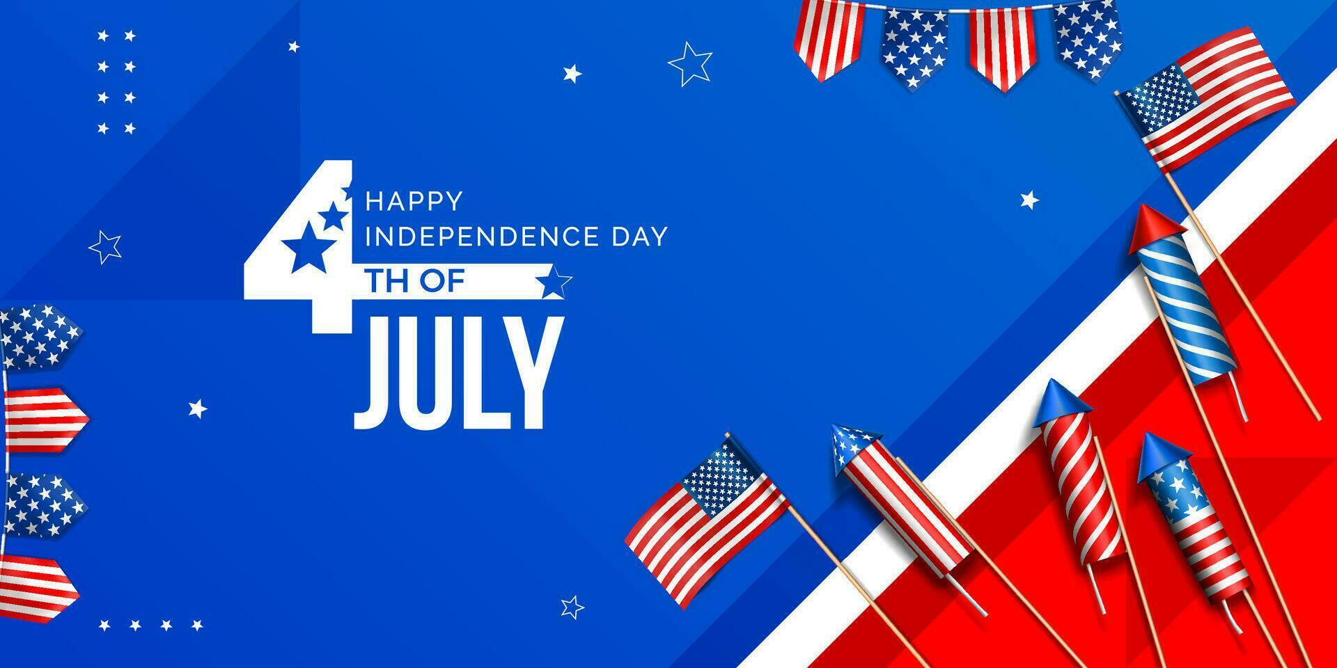gelukkig Verenigde Staten van Amerika onafhankelijkheid dag 4e van juli Amerikaans viering banier ontwerp vector