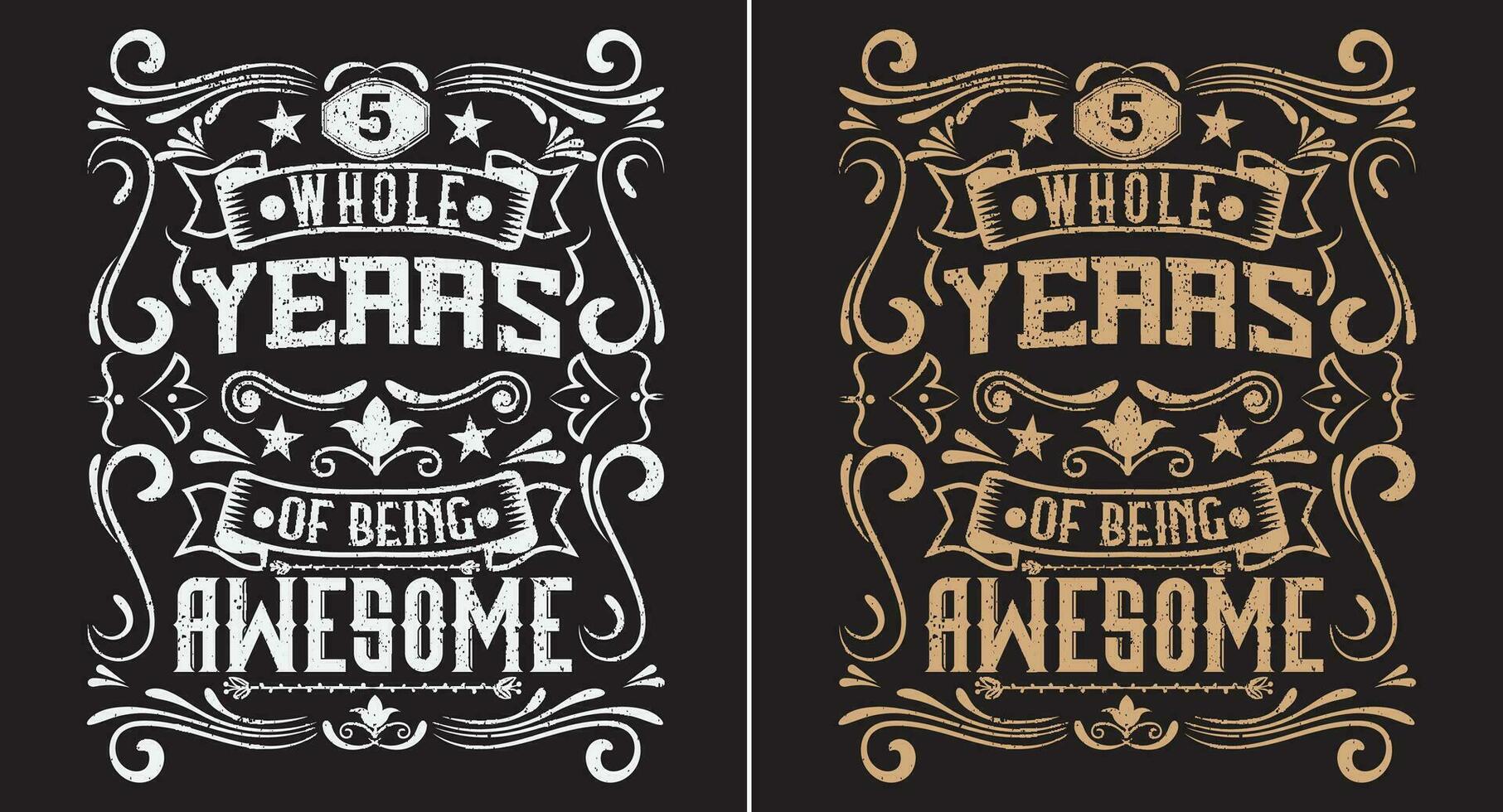 5 jaren wezen geweldig wijnoogst verjaardag t overhemd ontwerp met verjaardag elementen of hand- getrokken typografie ontwerp vector