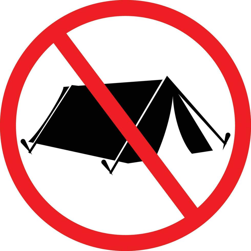 Nee camping tenten toegestaan hier in deze Oppervlakte. beperking teken vector