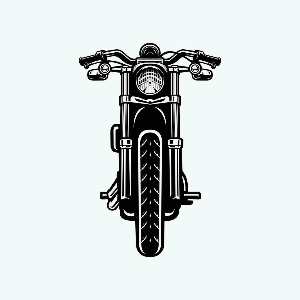 bijl motorfiets voorkant visie vector monochroom silhouet geïsoleerd eps