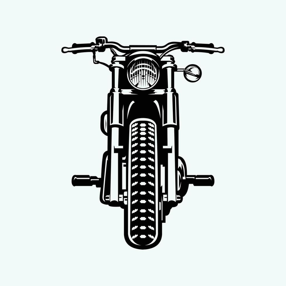 bijl motorfiets voorkant visie vector kunst monochroom silhouet geïsoleerd eps