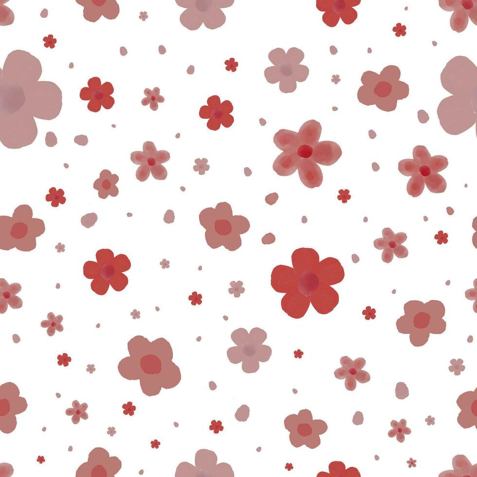 naadloos schattig roze bloemen patroon Aan wit achtergrond. roze bloem herhalen patroon. vector kunst. hand getekend waterverf.