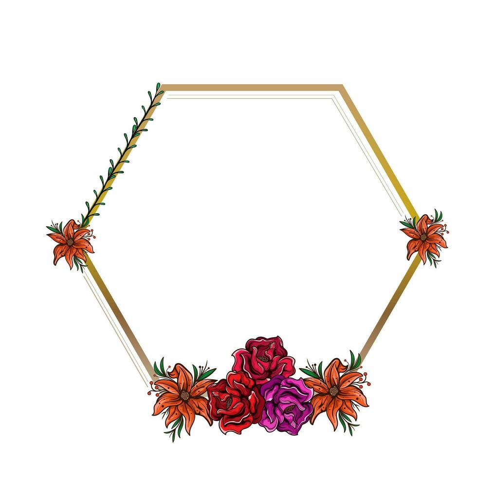 minimalistisch meetkundig bloemen leeg kozijnen. kalligrafische ronde of plein vormen met takken en bloemen. elegant kruiden of bloeit. vector botanisch schets borders