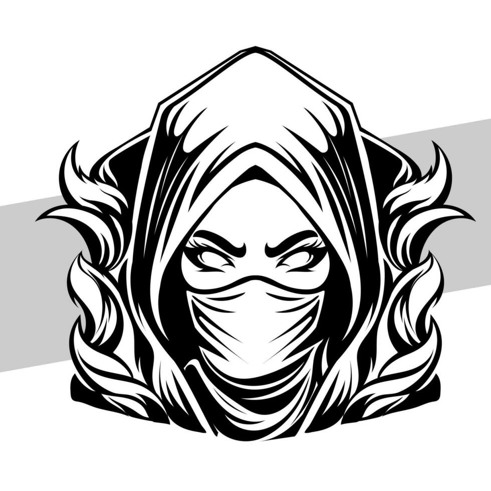 zwart en wit Ninja concept stijl voor insigne, embleem en t-shirt het drukken en tatoeages Ninja illustratie vector