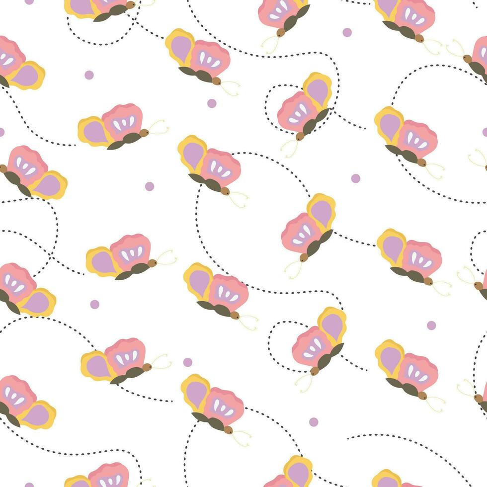 vector kawaii schattig vlinder tekenfilm naadloos patroon in pastel kleur