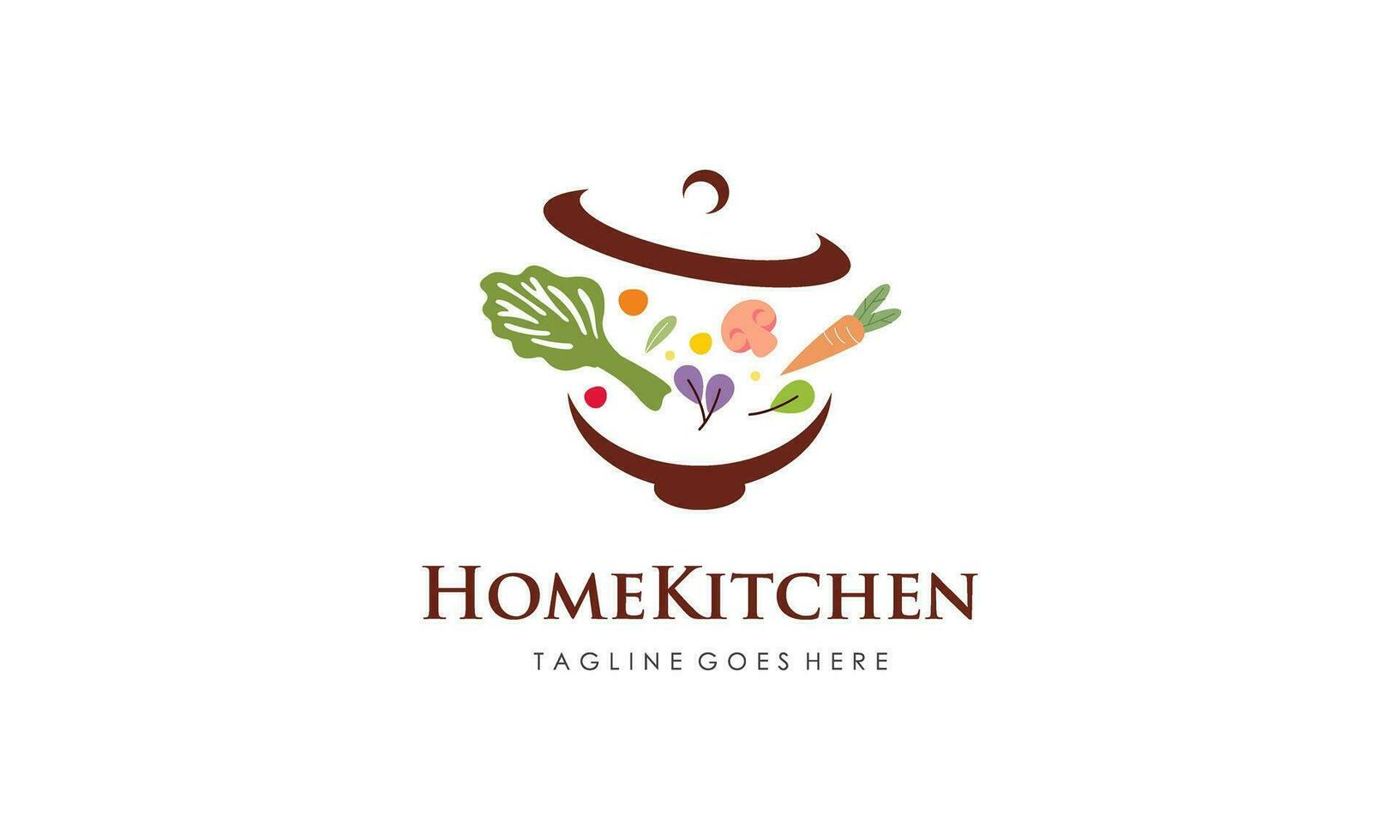 huis keuken logo met pot vol van gezond groenten en vitamines logo vector