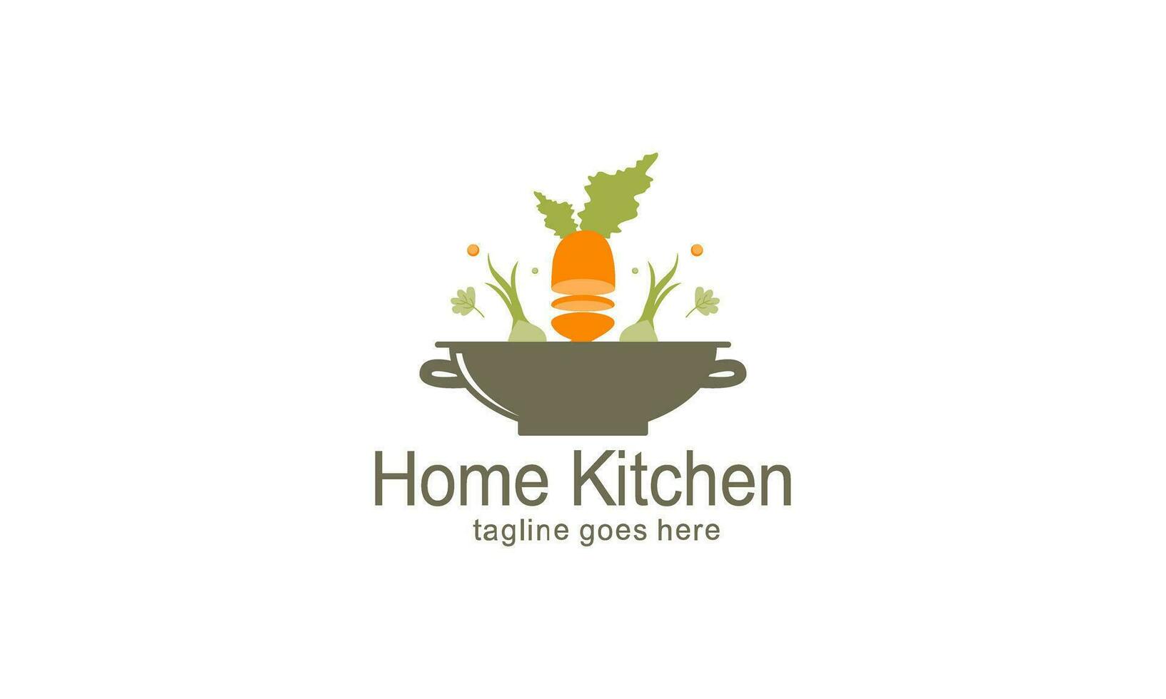 huis keuken logo met pot vol van gezond groenten en vitamines logo vector