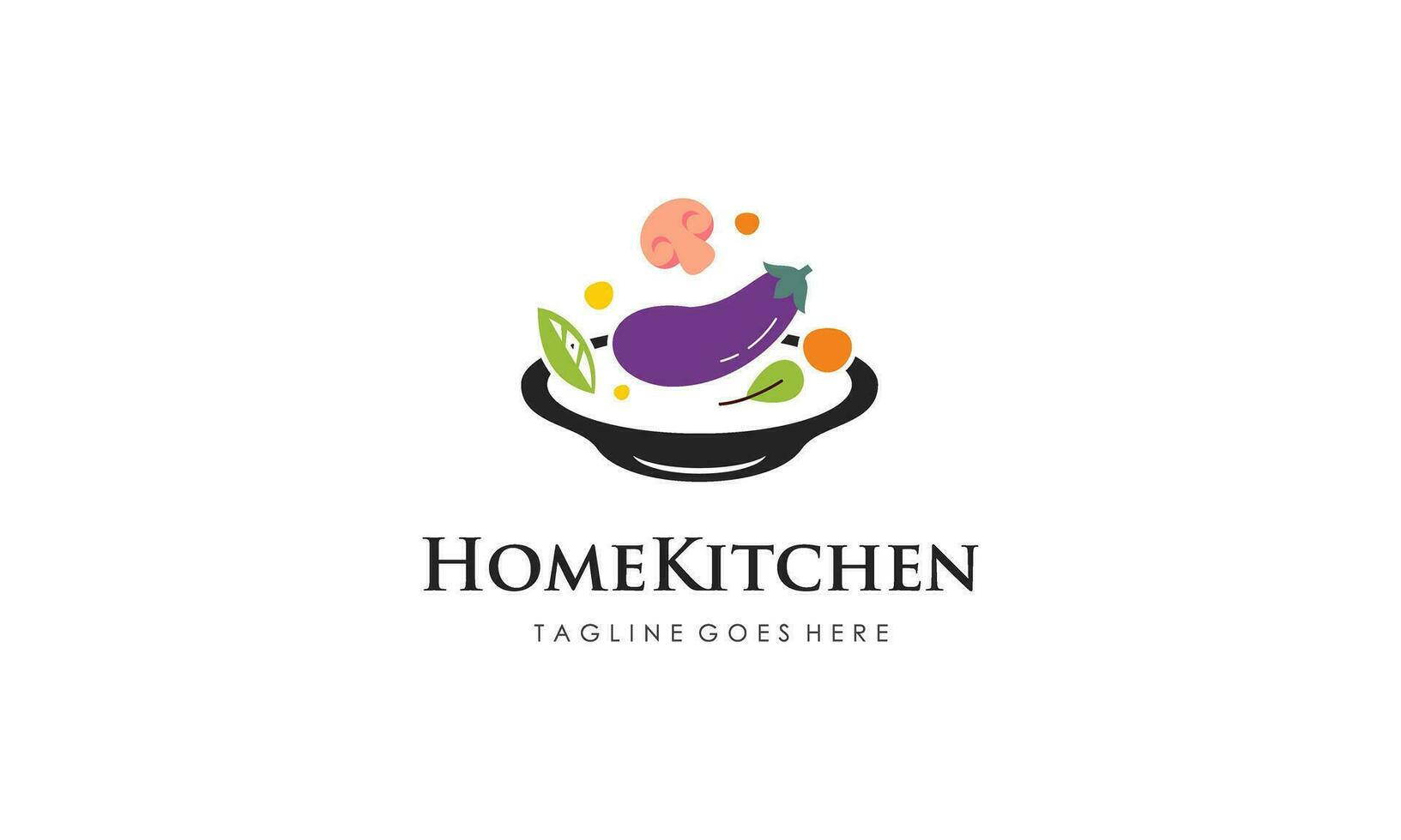 huis keuken logo met pot vol van gezond groenten en vitamines logo vector