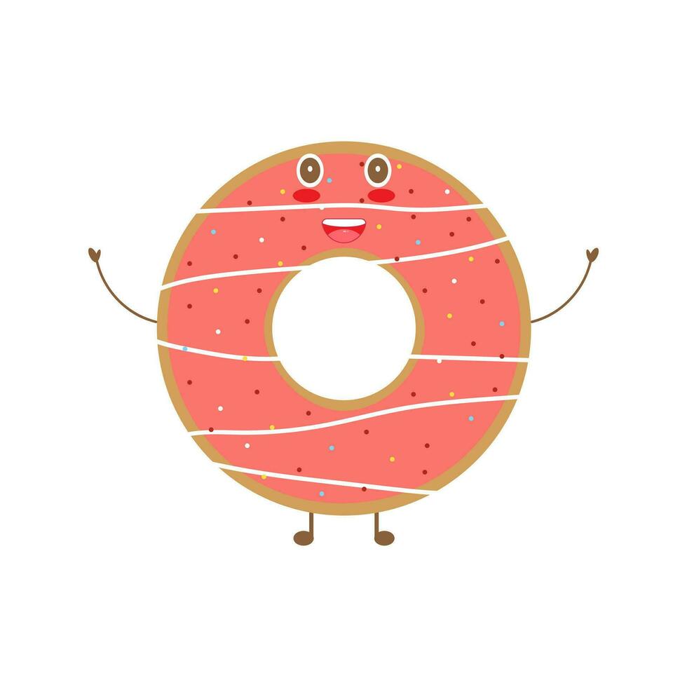 gelukkig karakter donut mascotte vector. tekenfilm karakter illustratie vector