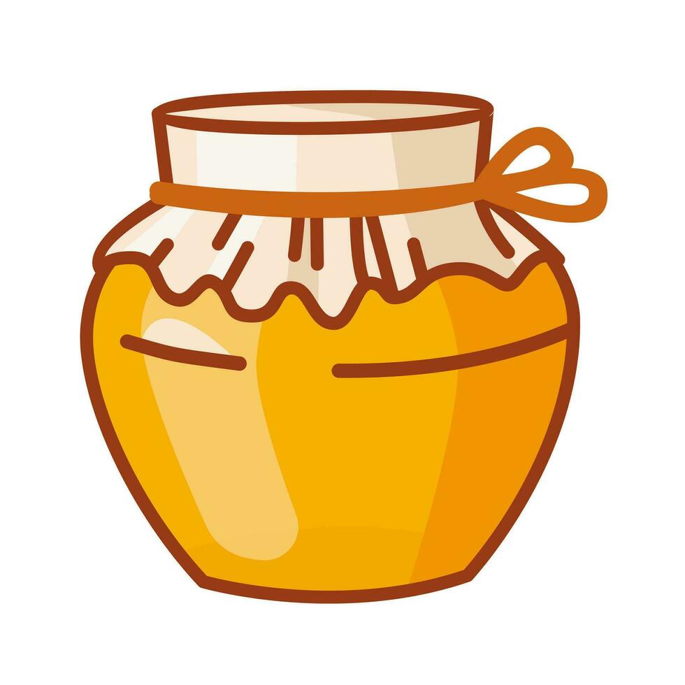 vector potten van honing. een pot van vloeistof honing is geïsoleerd Aan een wit achtergrond.