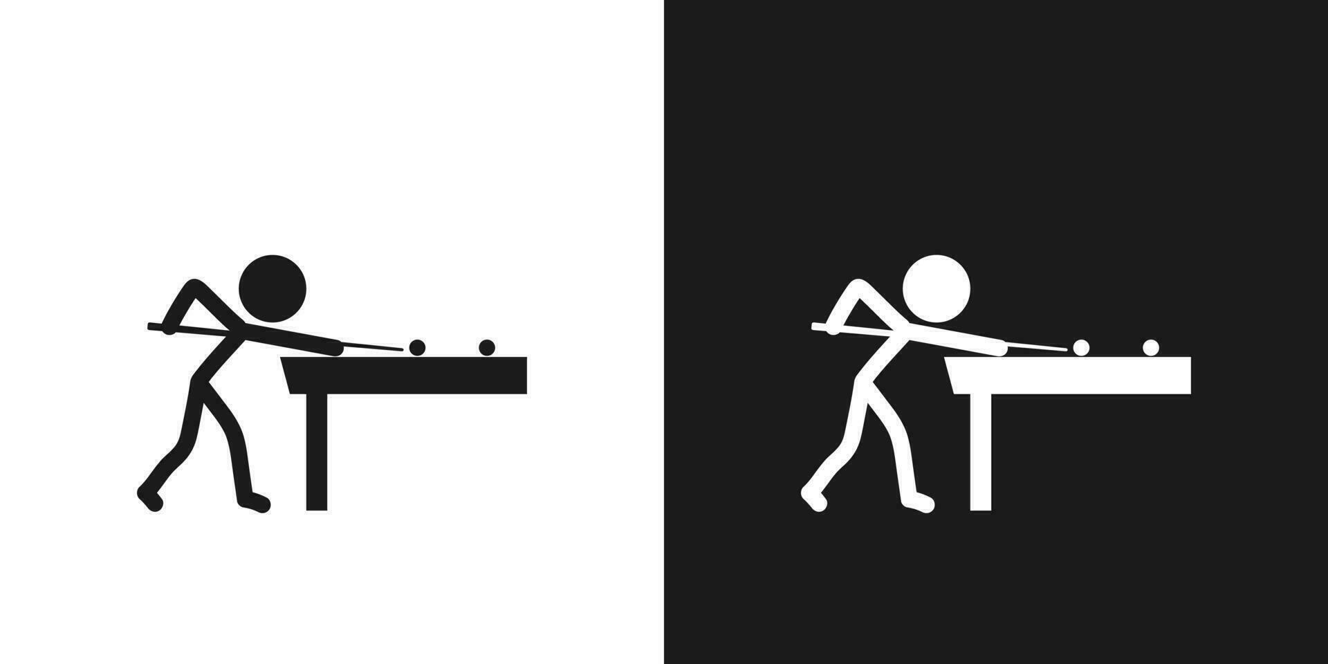 spelen biljart icoon pictogram vector ontwerp. stok figuur Mens biljart speler vector of zwembad speler icoon teken symbool pictogram