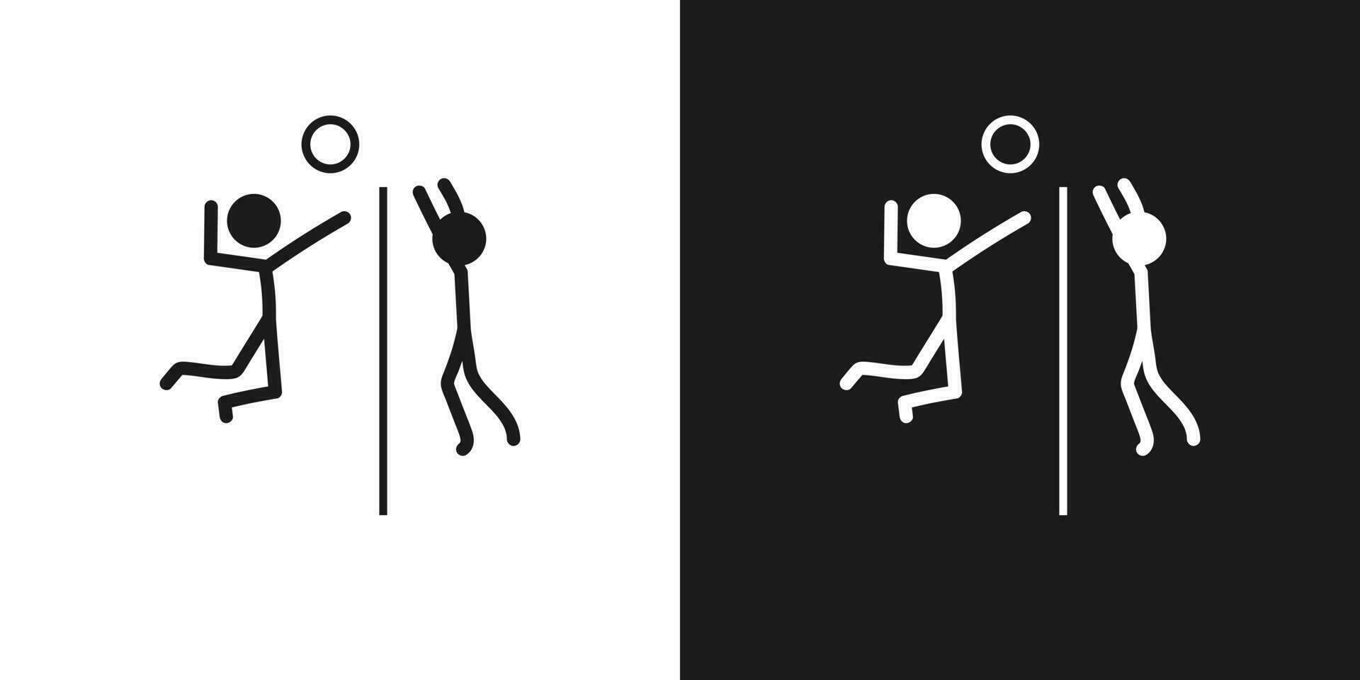 volleybal icoon pictogram vector ontwerp. stok figuur Mens volleybal spelers vector icoon teken symbool pictogram