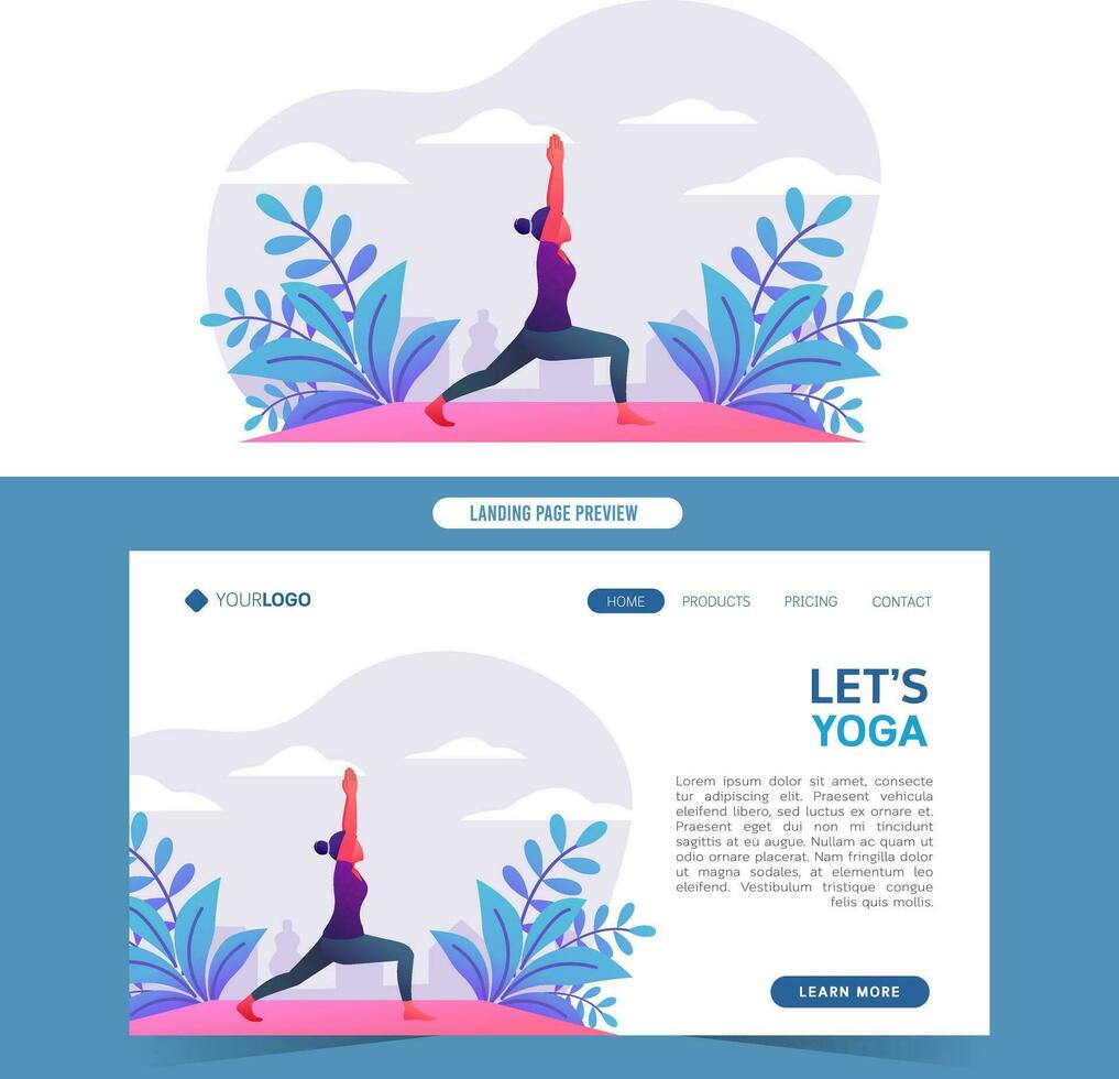 jong Dames aan het doen yoga in natuur voor web landen bladzijde en banier vector