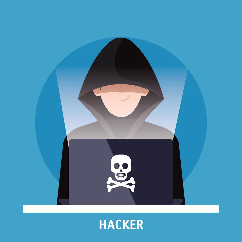 hacker met laptop computerpictogram vector