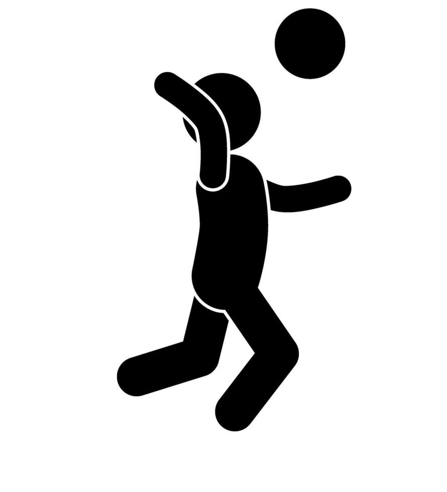 illustratie en icoon stok figuur of stickman spelen volleybal vector