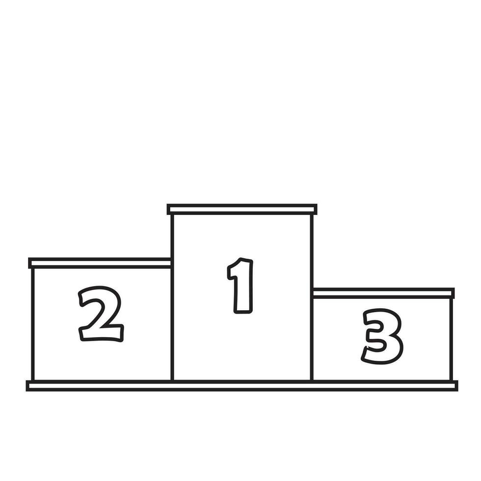 podium voor winnaars voor toekenning atleten, detailopname, geïsoleerd Aan een wit achtergrond, vector illustratie, contour, tekening stijl