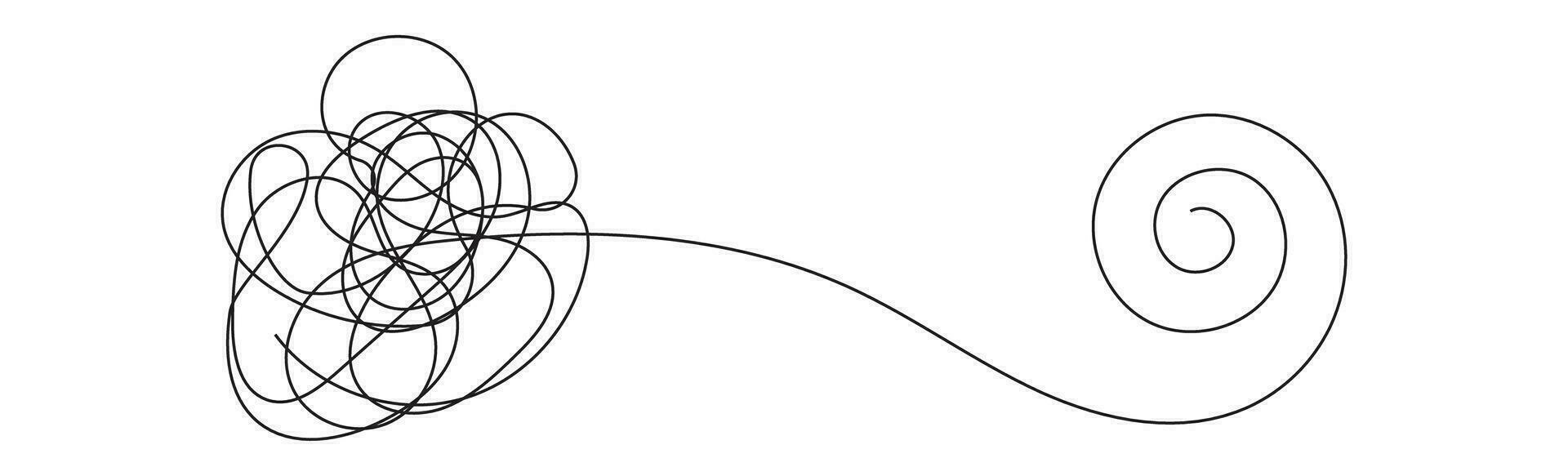 losgemaakt de verstrikt draden illustratie tekening, oplossen de probleem vector