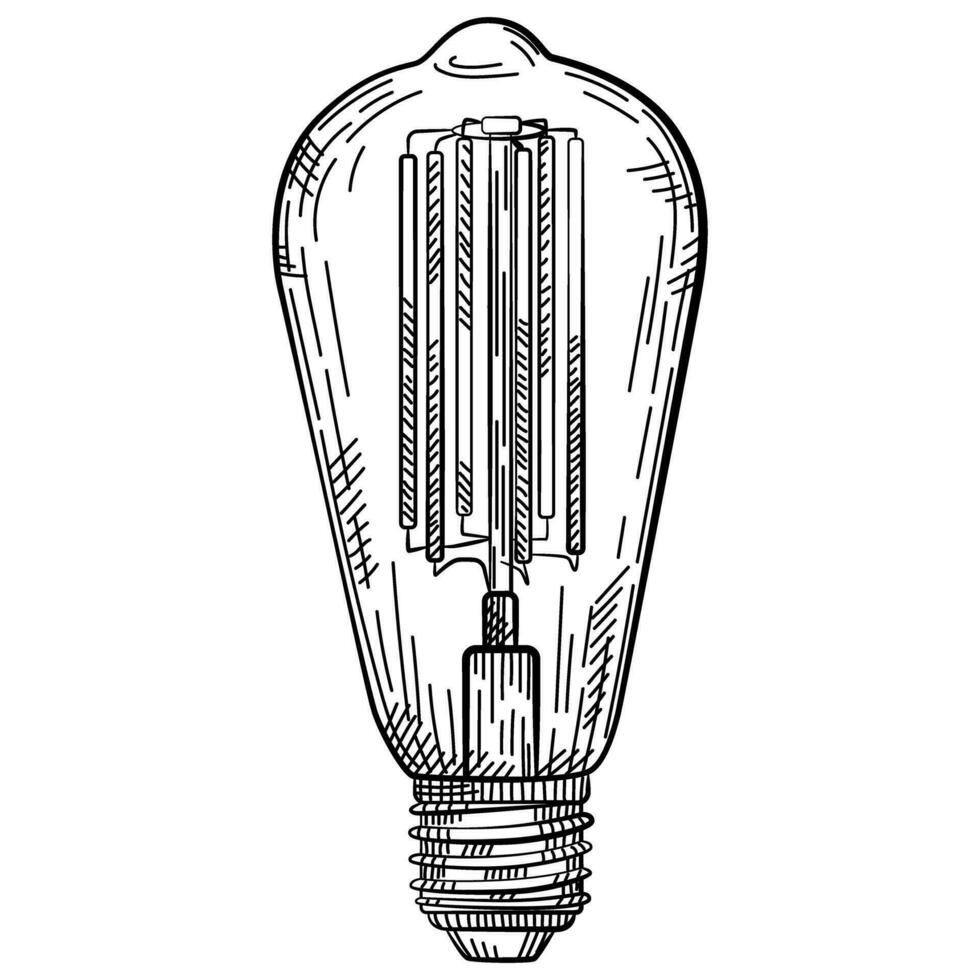 hand- getrokken licht lamp in wijnoogst gegraveerde stijl. elektrisch lamp schetsen. vector
