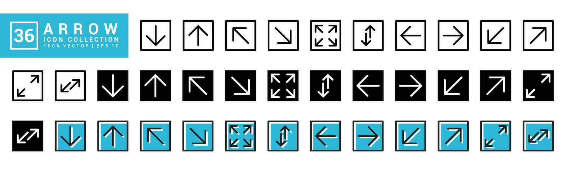 verzameling van richting, omhoog, omlaag, Rechtsaf, links, bewerkbare en aanpasbaar vector pictogrammen eps 10.