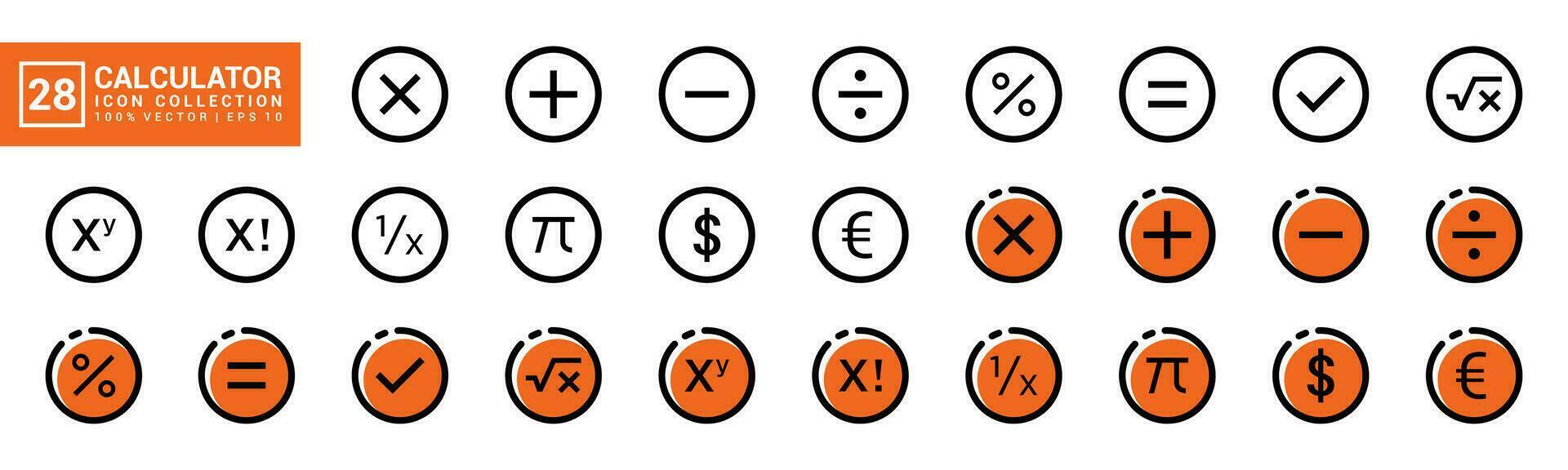 verzameling van rekenmachine pictogrammen, toetsen, rekenen, financieel, bewerkbare en aanpasbaar eps 10. vector