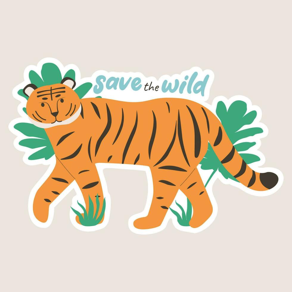 opslaan de wild sticker. ecologie en bescherming van bedreigd soorten concept. eco vriendelijk, opslaan de planeet concept. vector