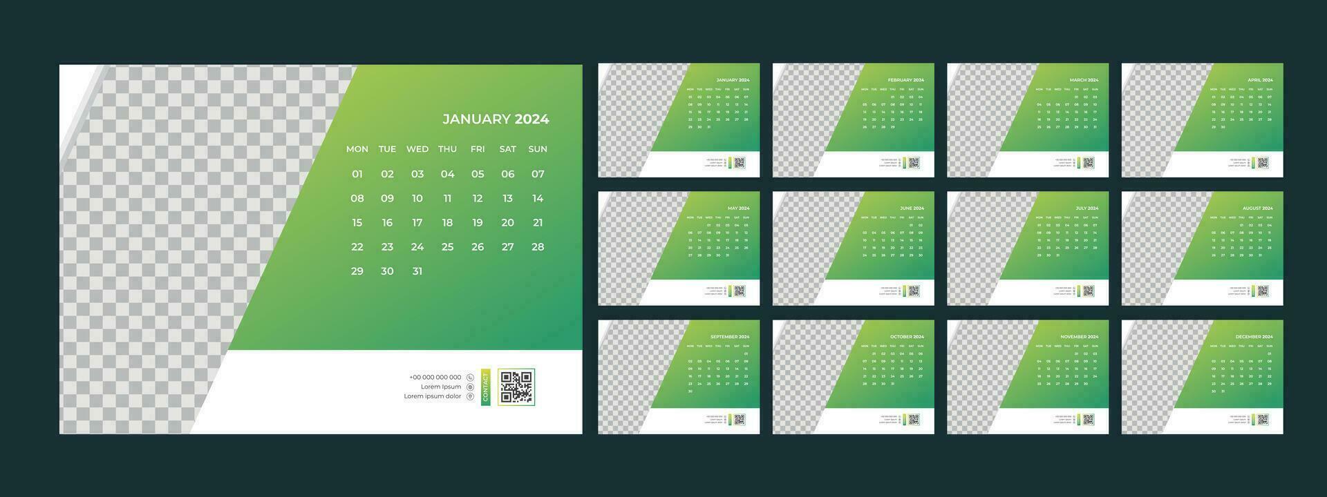 kalender, 2024, bureau, sjabloon, ontwerp vector