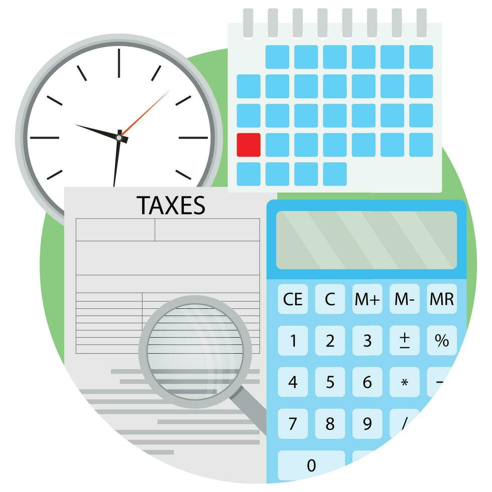 belasting analyse vector icoon, tijd tellen belastingen. bedrijf financiën en, financieel analyse belasting illustratie