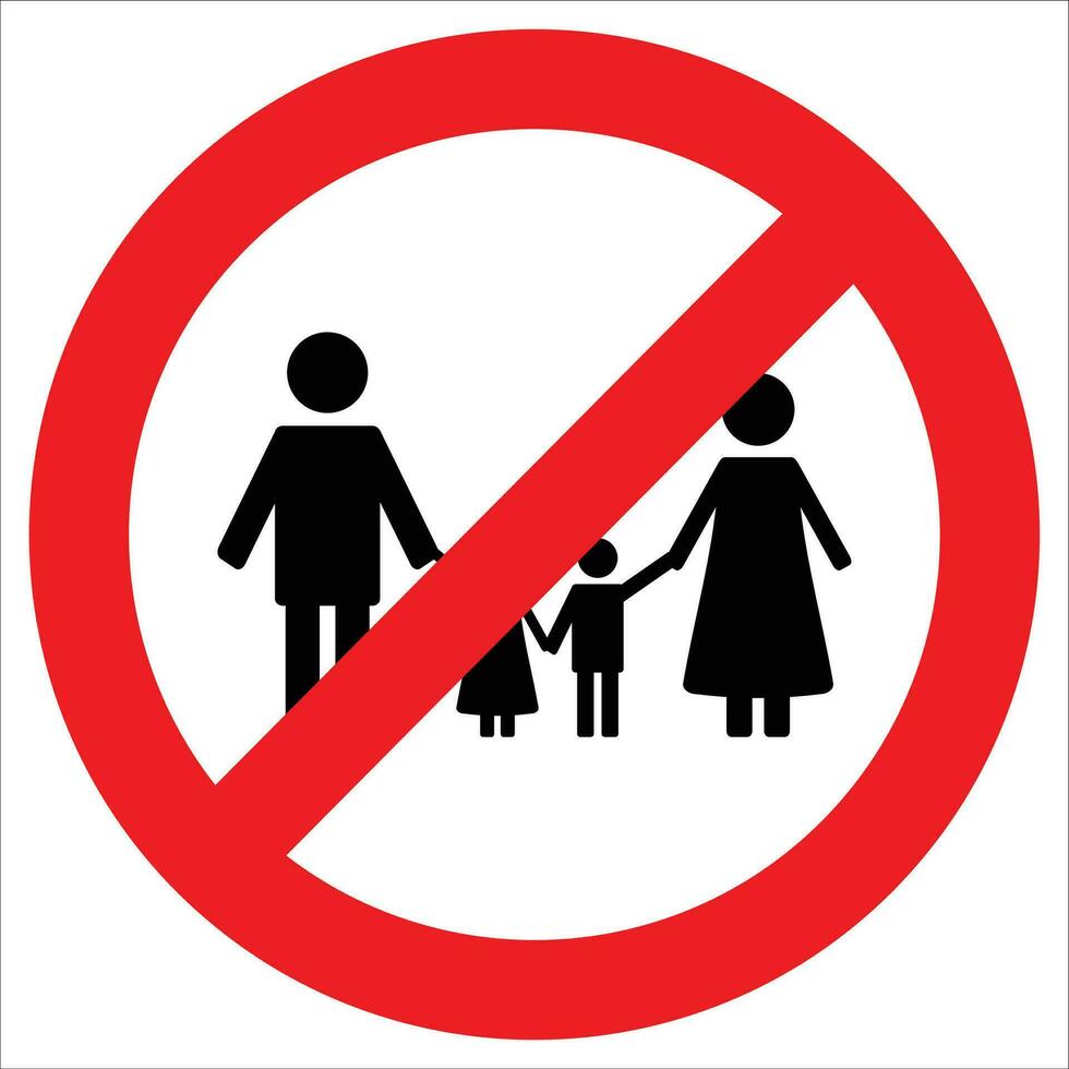 verbod familie icoon. familie nee, kind verbod, waarschuwing en hou op, vector illustratie