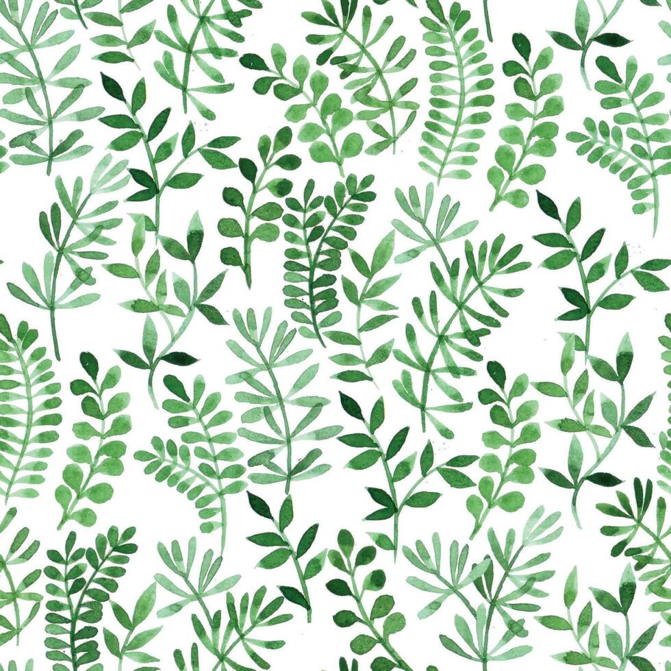 waterverf naadloos patroon met abstract groen bladeren, groen Aan wit achtergrond vector