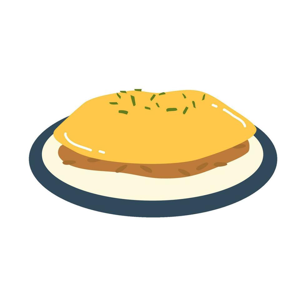 omurice Japan voedsel gebakken rijst- in een omelet omhulsel vector