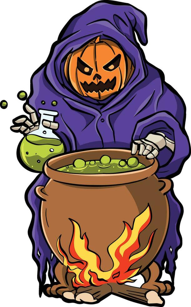 jack O lantaarn halloween vergiftigen pot vector