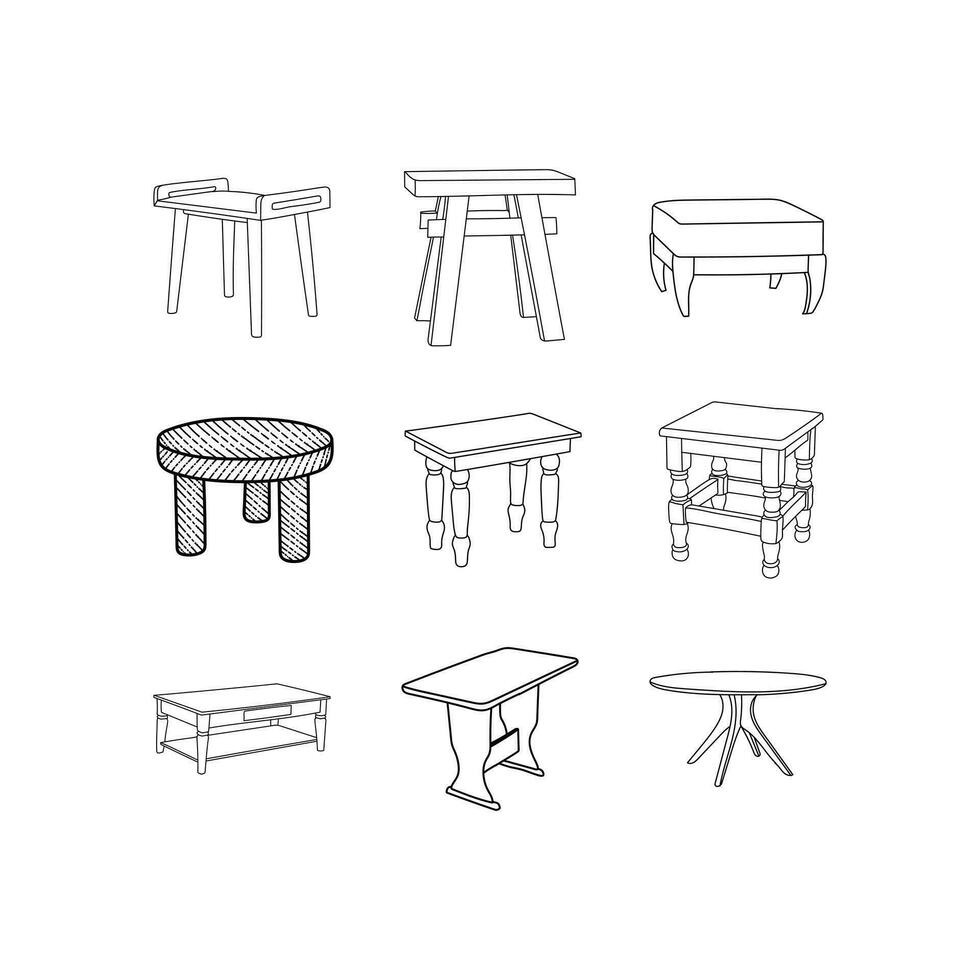 meubilair reeks van stoel interieur icoon lijn illustratie verzameling, met modern vector concept. geschikt voor uw bedrijf