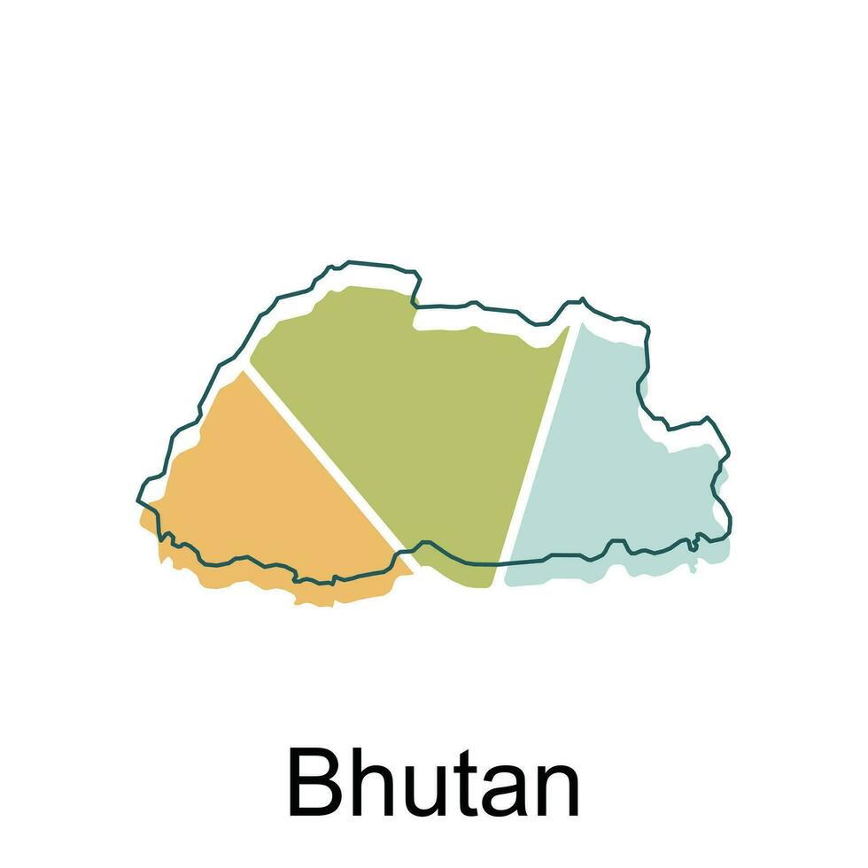 modern kaart van Bhutan meetkundig kleurrijk gemakkelijk illustratie ontwerp sjabloon, Bhutan kaart. staat en wijk kaart van Bhutan vector