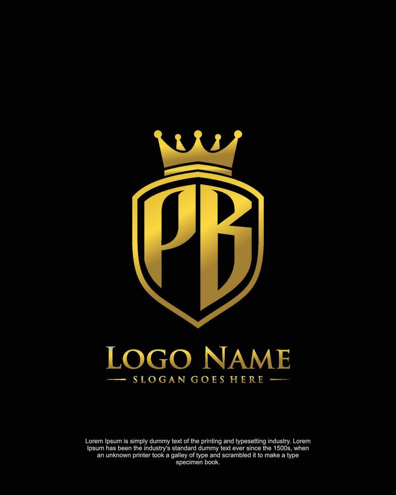 eerste pb brief met schild stijl logo sjabloon vector