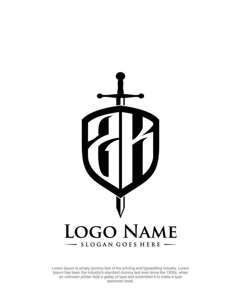 eerste zk brief met schild stijl logo sjabloon vector