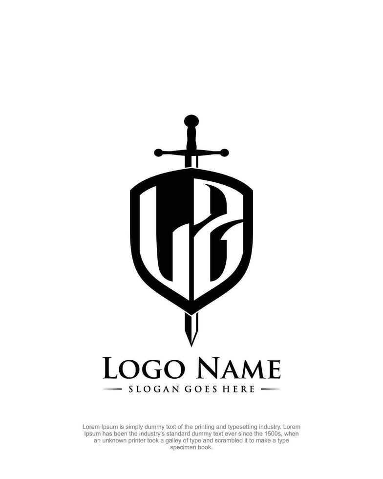 eerste lz brief met schild stijl logo sjabloon vector