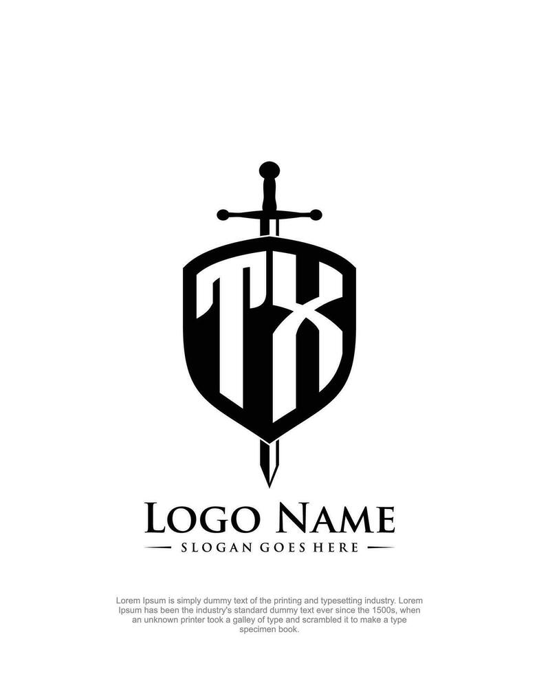 eerste TX brief met schild stijl logo sjabloon vector