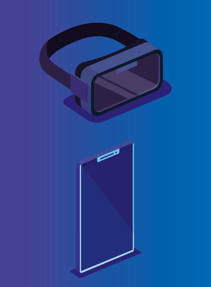 bril en smartphone of reality augmented vector