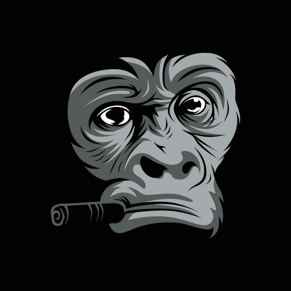 vector illustratie roken gorilla