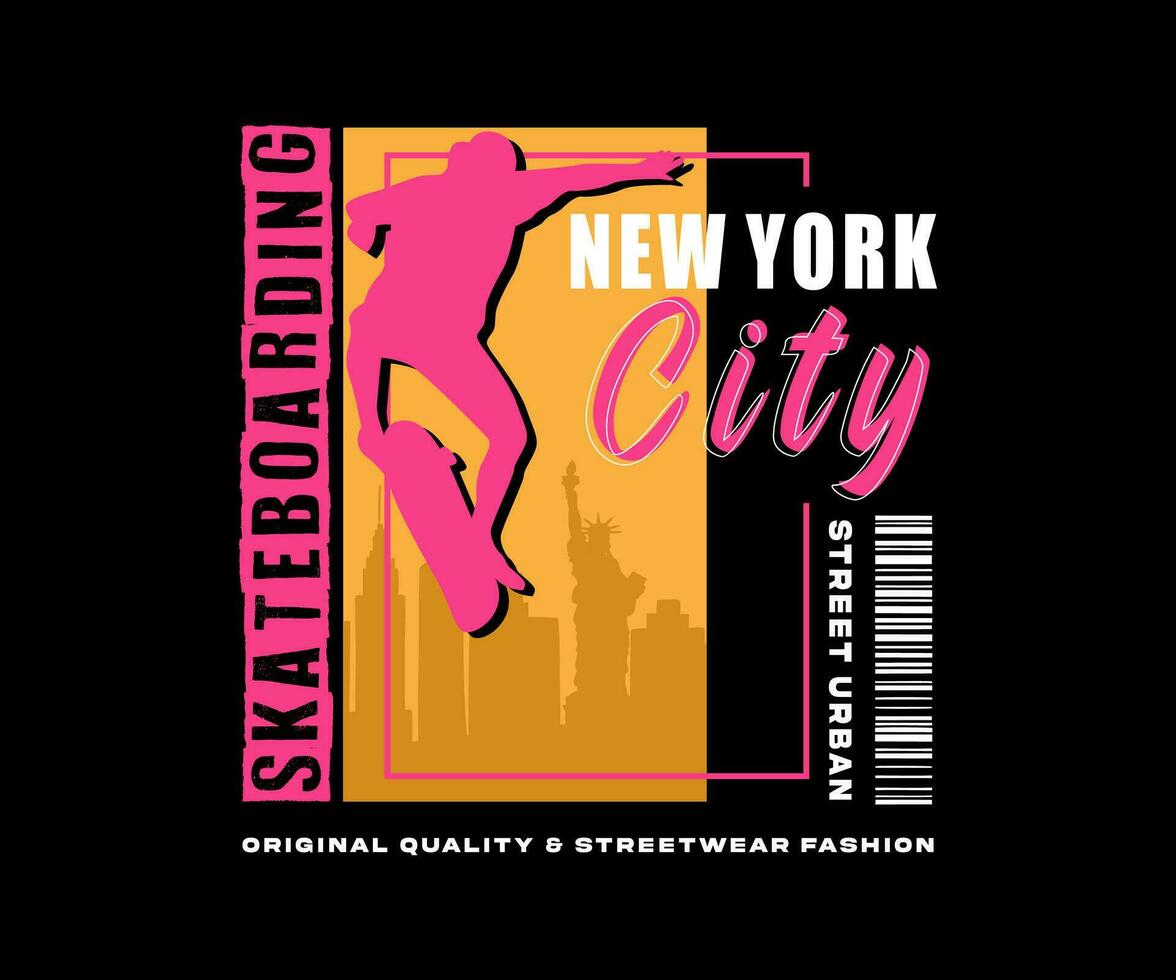 vector illustratie Aan de thema van skateboarden en skateboard in nieuw york stad voor streetwear en stedelijk stijl t-shirts, hoodies, enz.