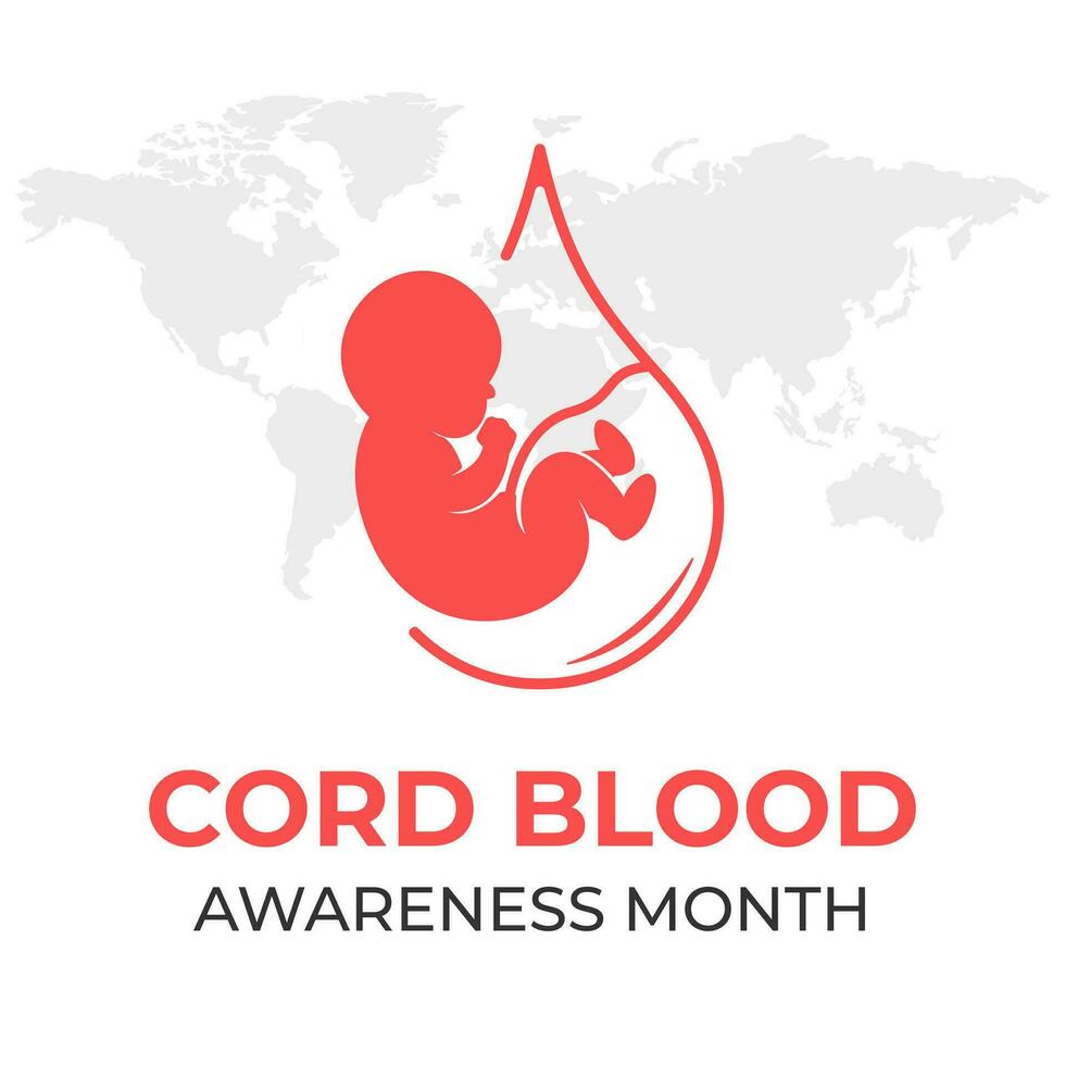 silhouet van koord bloed placenta illustratie. vector illustratie voor koord bloed bewustzijn maand in juli