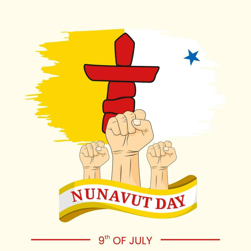 vector grafisch van nunavut dag met verheven vuisten van mannen tegen illustratie