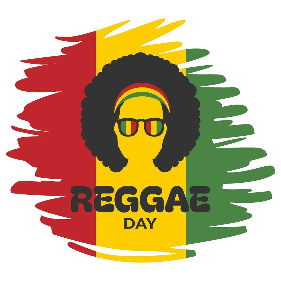 silhouet van een Mens met afro haar. Internationale reggae dag Aan juli 1. viering van reggae muziek- en cultuur vector