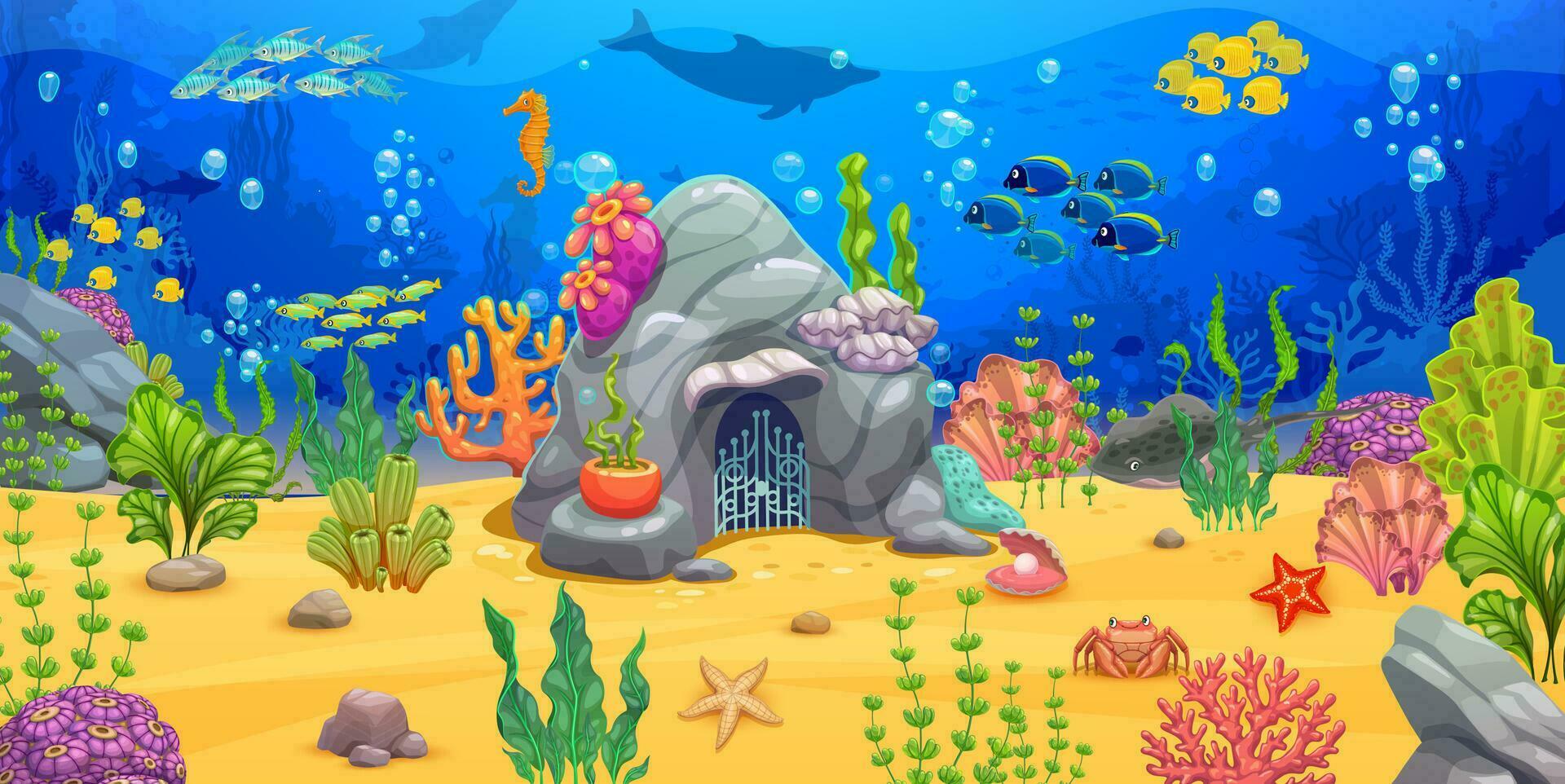 rots huis en onderwater- landschap spel niveau kaart vector